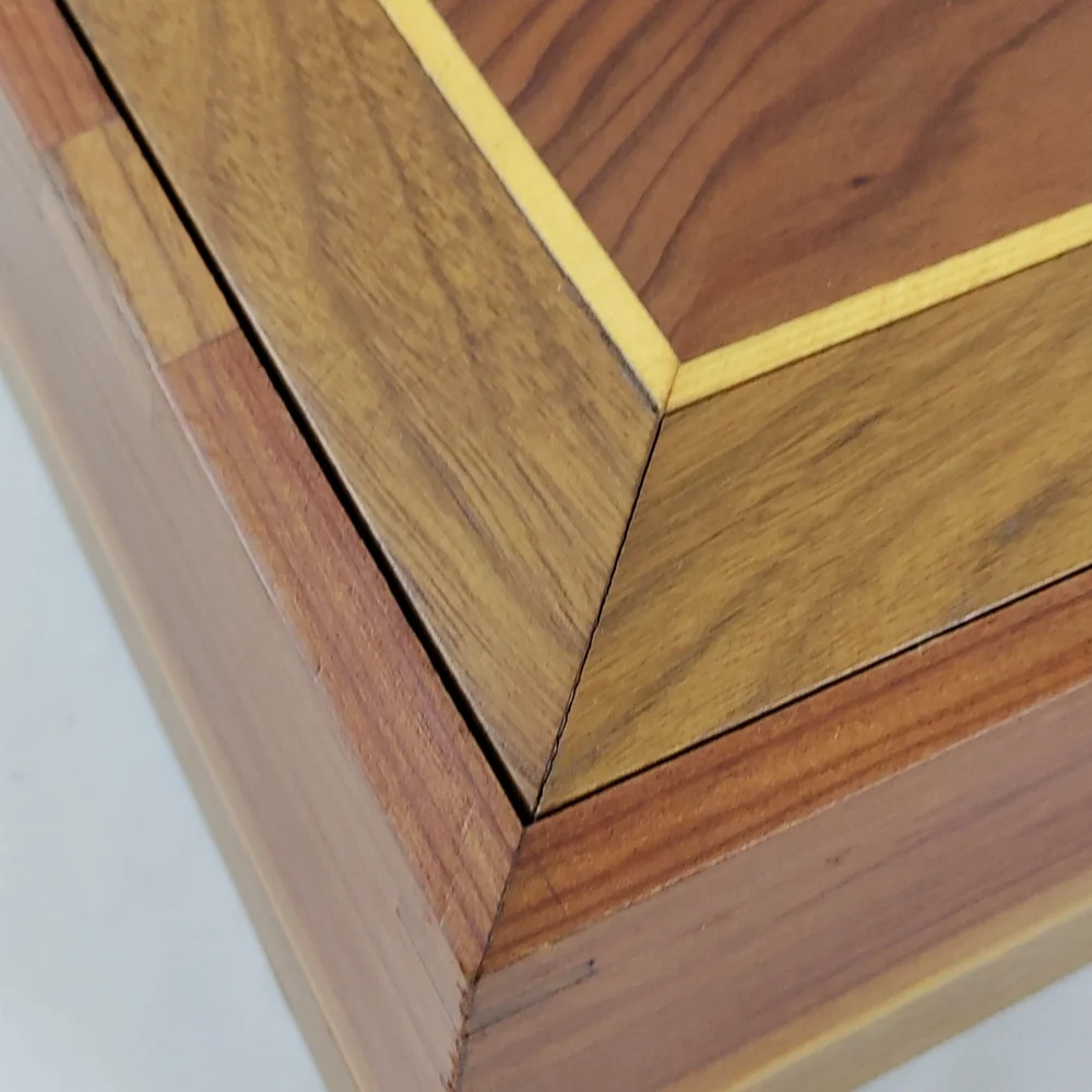 Vintage Contemporary Inlaid  Bevelled Wooden Handmade Jewelry Box